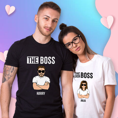 The Boss And The Real Boss Personalized Matching Couple Shirts