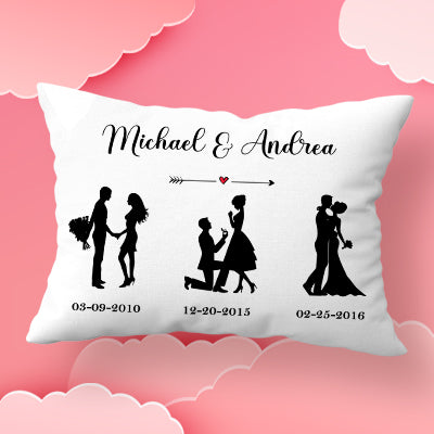 Silhouette Timeline Couple Personalized Pillow