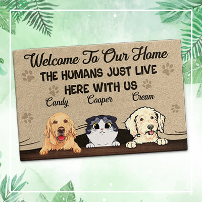 The Human Live Here With Us Custom Doormat