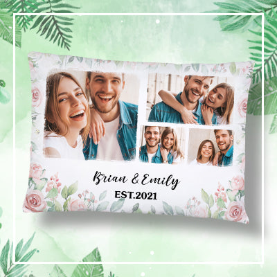 Couple Photo Collage Personalized Pillow