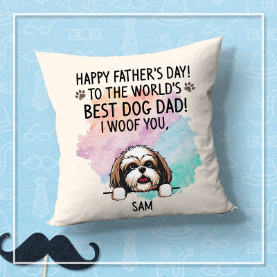 Happy Father's Day Best Dog Dad Custom Pillow