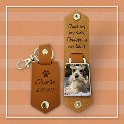 Pet Forever In My Heart Personalized Leather Keychain