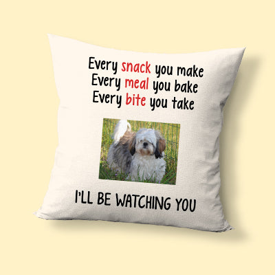 Snack Meal Bite, Custom Photo, Personalized Pillows, Gift for Dog Lovers