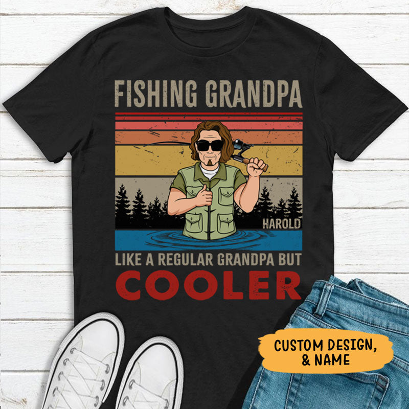 Caterpillar Fishing-shirt Grandpa Fishing Game Funny Vintage Dad T-shirt in  Blue