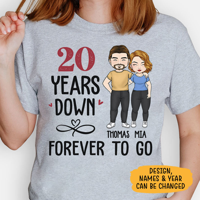 1 Year Down Forever To Go Anniversary Gift, T-Shirt For Couple