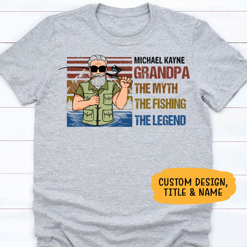 The Myth The Fishing The Legend Old Man, Fishing Shirt, Personalized F -  PersonalFury