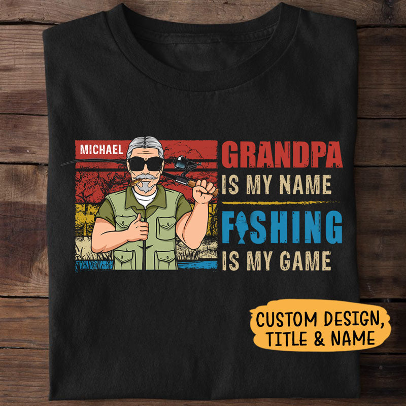 Grandpa Is My Name Fishing Is My Game Hat Funny Fathers Day Fisherman Cap  Crazy Dog Novelty Hats Perfect Birthday Father's Day for Dad For Fishers