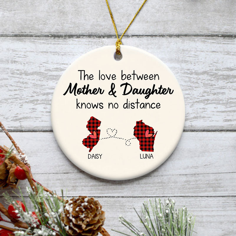 Mother and Daughter Long Distance, Personalized State Colors Ornaments