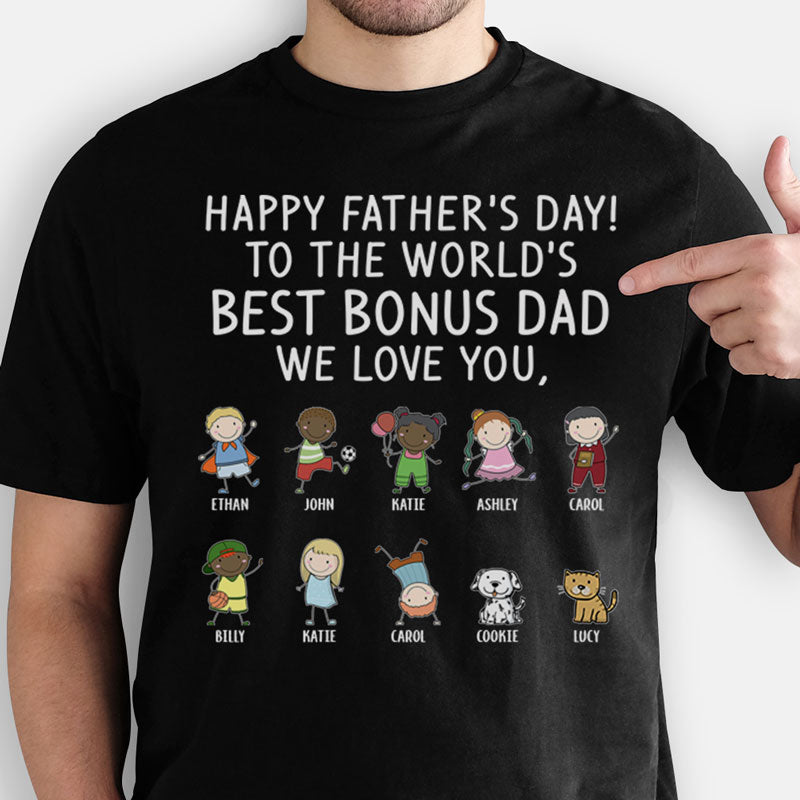 Happy Father S Day Best Bonus Dad Custom Shirt Personalized Father S Personalfury