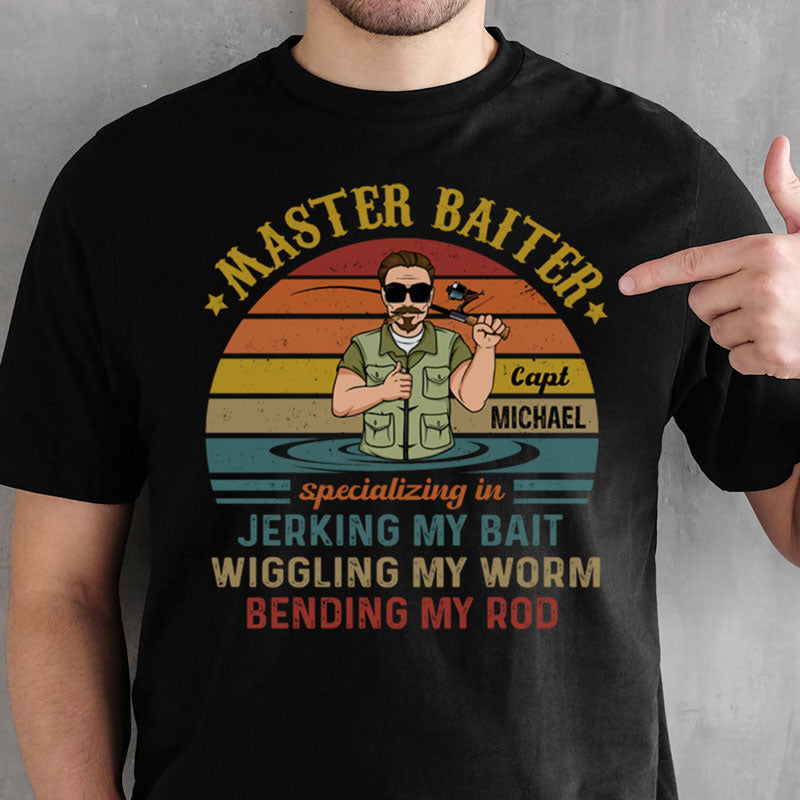 Vintage 90s Master Baiter Jack Hoff Fishing Fisherman Fish Funny Shirt Xl 