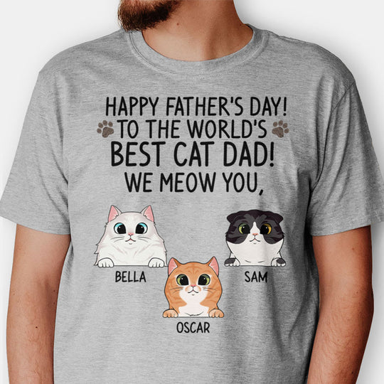 Happy Father's Day Cat Dad, Custom Shirt, Personalized Gifts for Cat Lovers Image 1