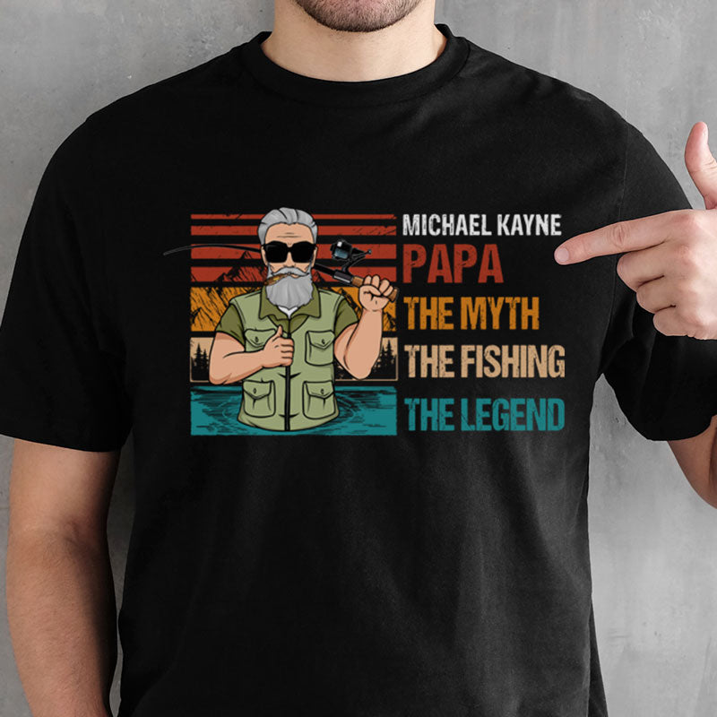 Personalized Gift for Grandpa, Custom T Shirt - Grandpa But Cooler Fishing, Family Gift, PersonalFury, Basic Tee / Royal / XL