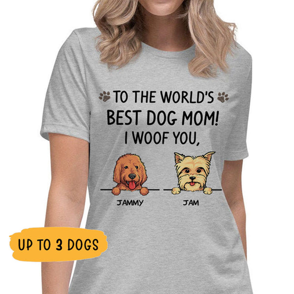 Best Dog Mom, I Woof You, Custom Shirt For Dog Lovers, Personalized Gi ...