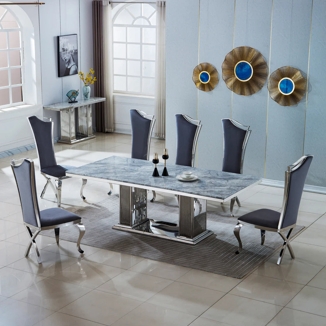 Dining Room Collection in Mandy Grey Marble