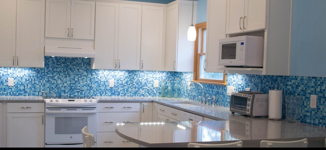 Brio Cool Pool Blend Glass Mosaic Tile Modwalls Modern Tile Blue