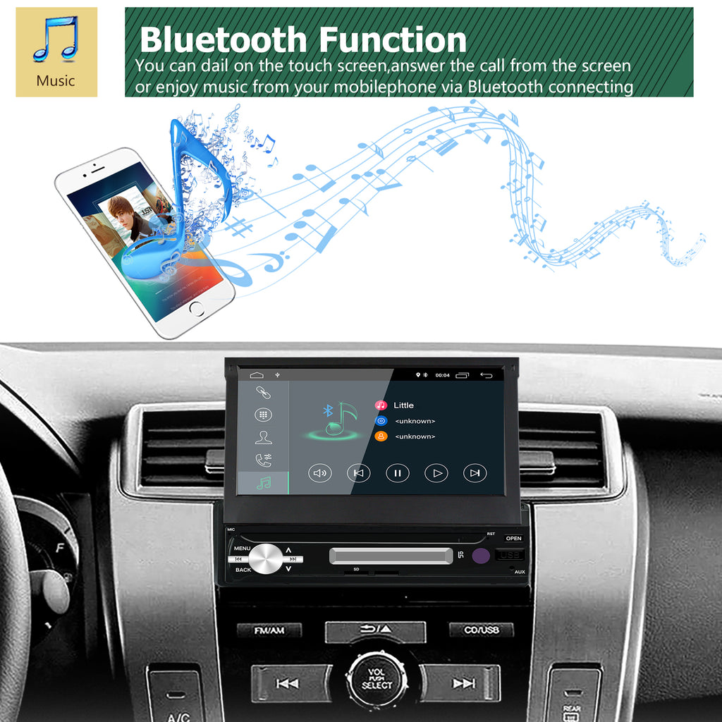 LEXXSON 1 Din Android Car Stereo Android 8.1 Octa Core 4GB RAM Head Unit  with Nav Bluetooth WIFI Support DAB+ RDS GPS USB SD Mirror Link, with 7  inch