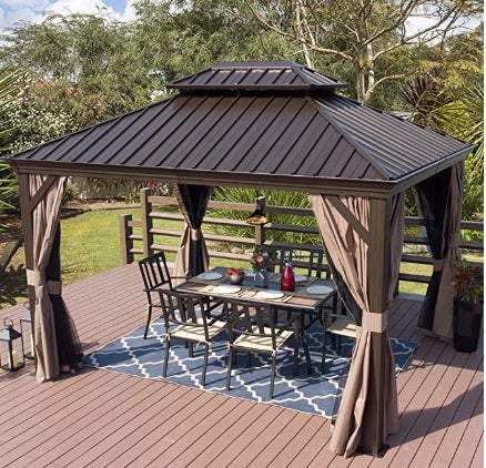 Hardtop Gazebo Khaki Universal Replacement Mosquito Screen Set with Zippers Set 10x12