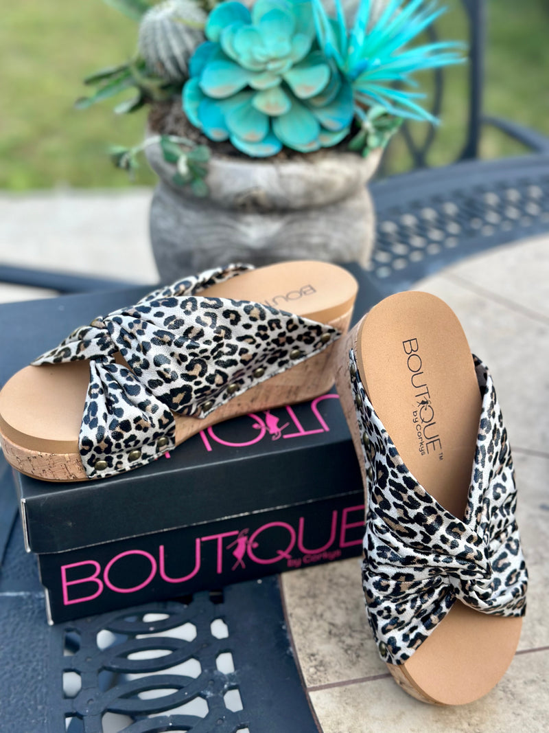 Corkys Cheerful Small Leopard  Wedge