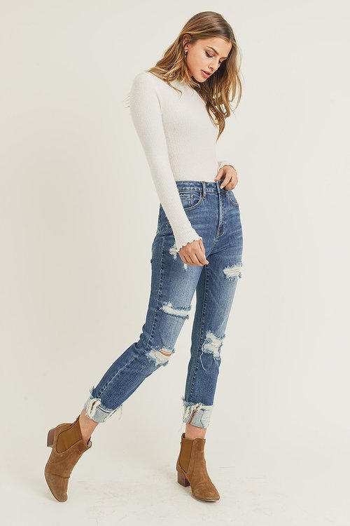 MISTY DISTRESSED CUFF JEAN