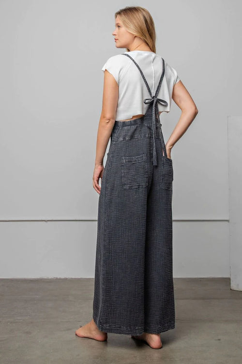 BLACK MINERAL WASH OVERALLS