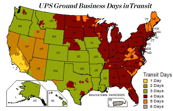 Ups Ground Map from California