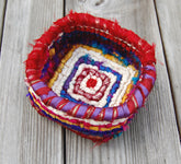 Color Crazy Pattern Trinkets Basket for 3.75 Mesh Canvas with Sari Ribbon