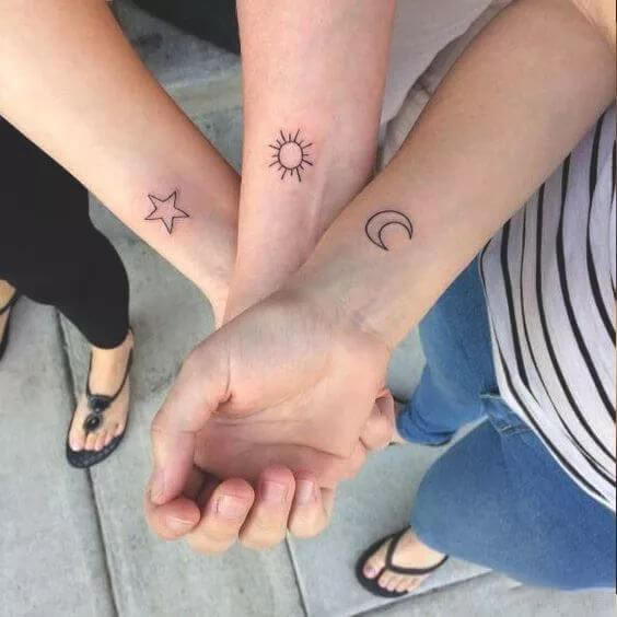 Sun, Moon and Stars Tattoo