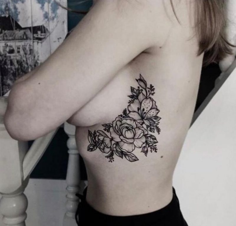black and gray tattoo for women