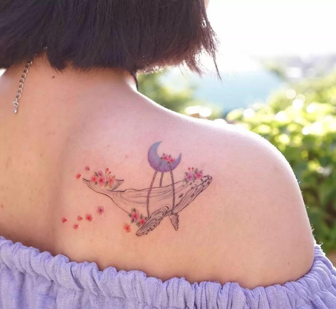 whale flower tattoo