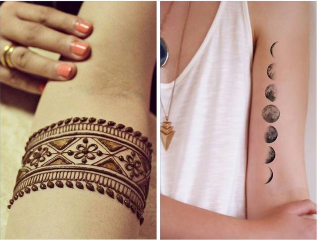 henna tattoo and real tattoo