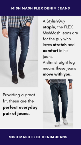 Men's Mish Mash Flex Denim Jeans in Light Wash and Dark Wash available at StylishGuy Menswear Dublin