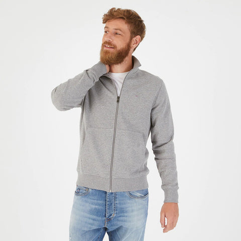 Eden Park grey full-zip jumper crafted from soft cotton fleece, available at Stylish Guy Menswear Dublin