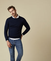 Profuomo Navy Merino Round Neck Jumper