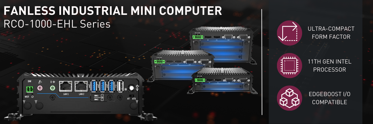 RCO-1000-EHL Ultra-compact Fanless Industrial Mini Computer with Intel 11th Gen Elkhart Lake Processor