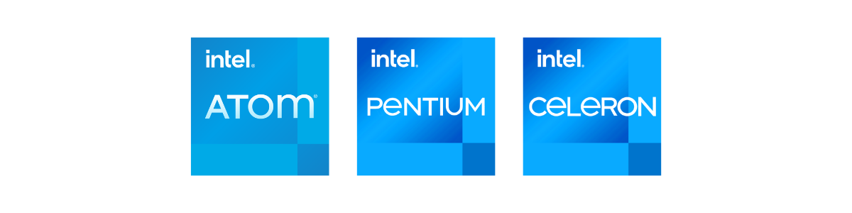 Intel Elkhart Lake Atom x6000E, Pentium, and Celeron N & J Series Logos