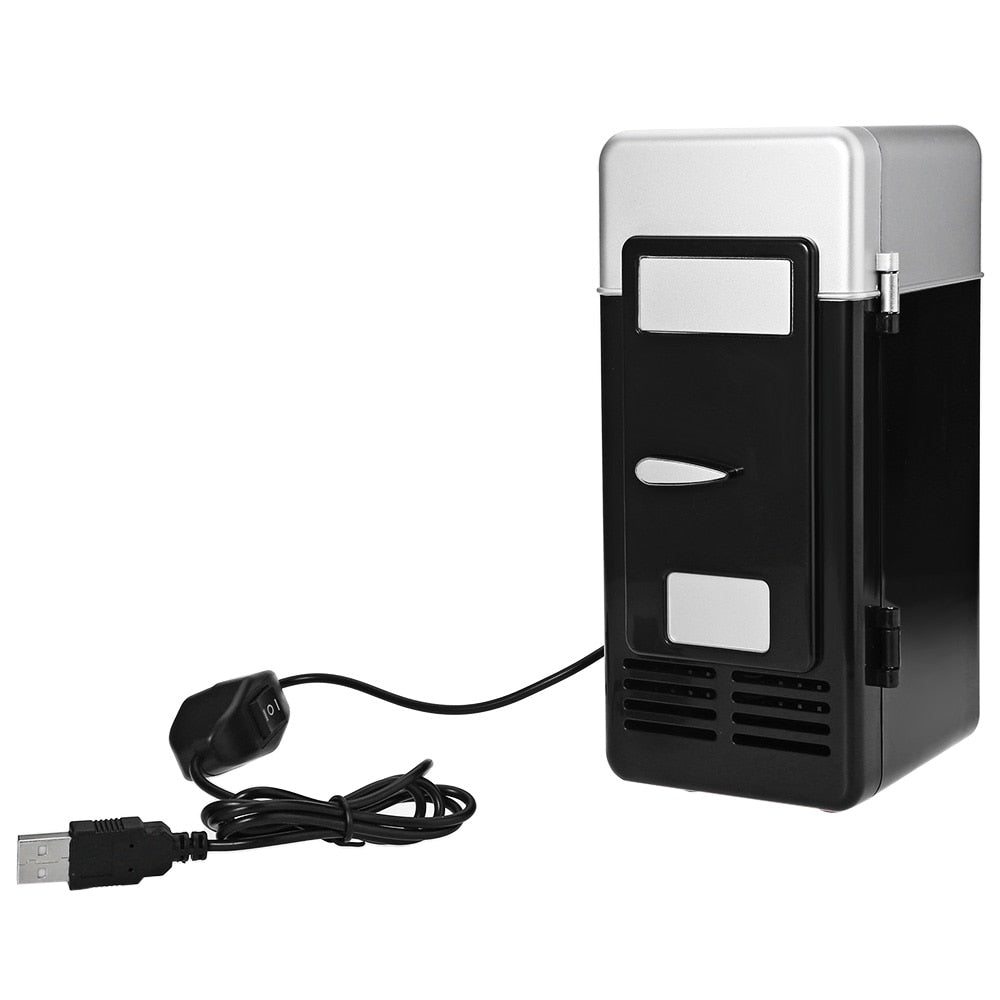 New 2 In 1 Desktop Mini Fridge Usb Gadget Beverage Cans Cooler