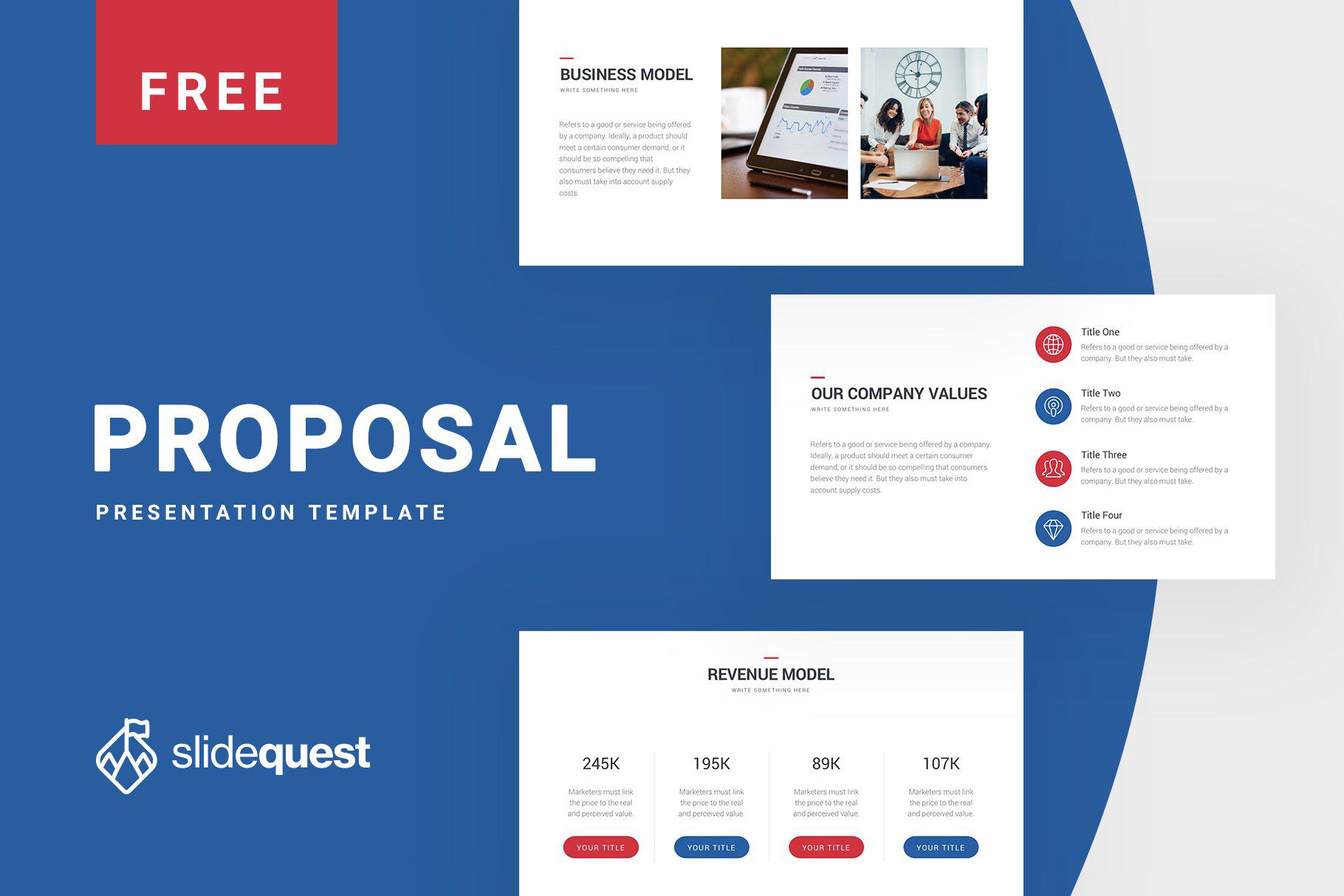 Proposal Free Business Presentation Template Slidequest