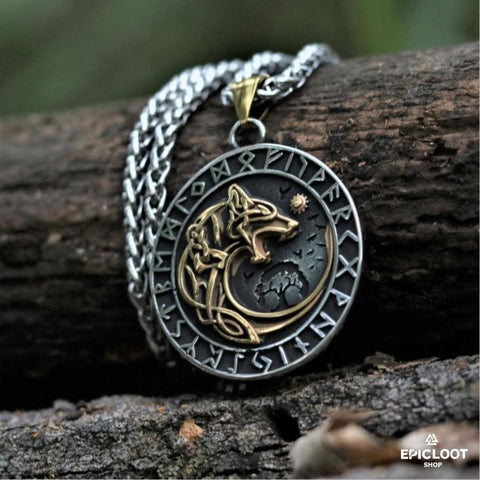 Fenrir wolf runic necklace