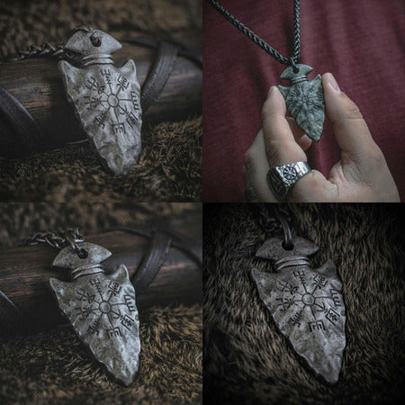 Odin's Spear Necklace with Vegvisir Symbol