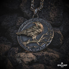 Odin's Raven Runic Pendant Necklace