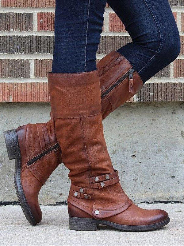 Women Casual Daily Zipper Mid-Calf Boot 