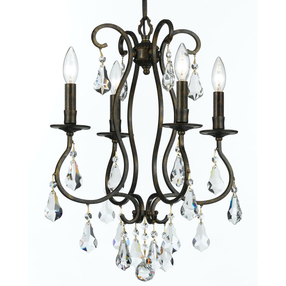 Ashton 4 Light Clear Crystal English Bronze Mini Chandelier
