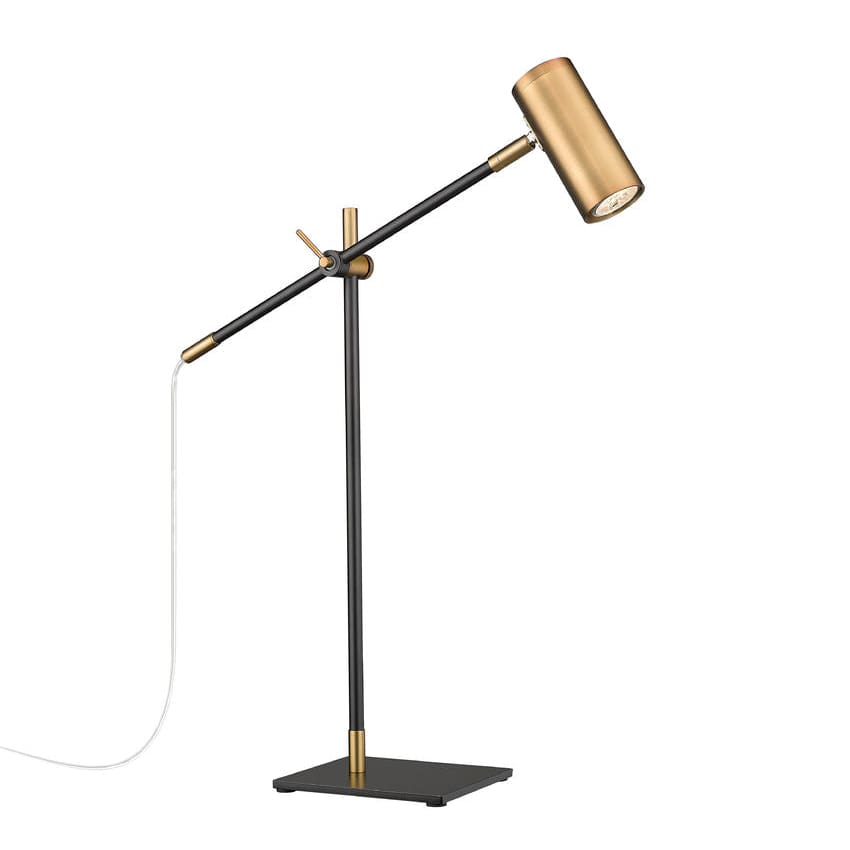 Z-Lite Calumet Matte Black Olde Brass 1 Light Table Lamp 814TL-MB-OBR