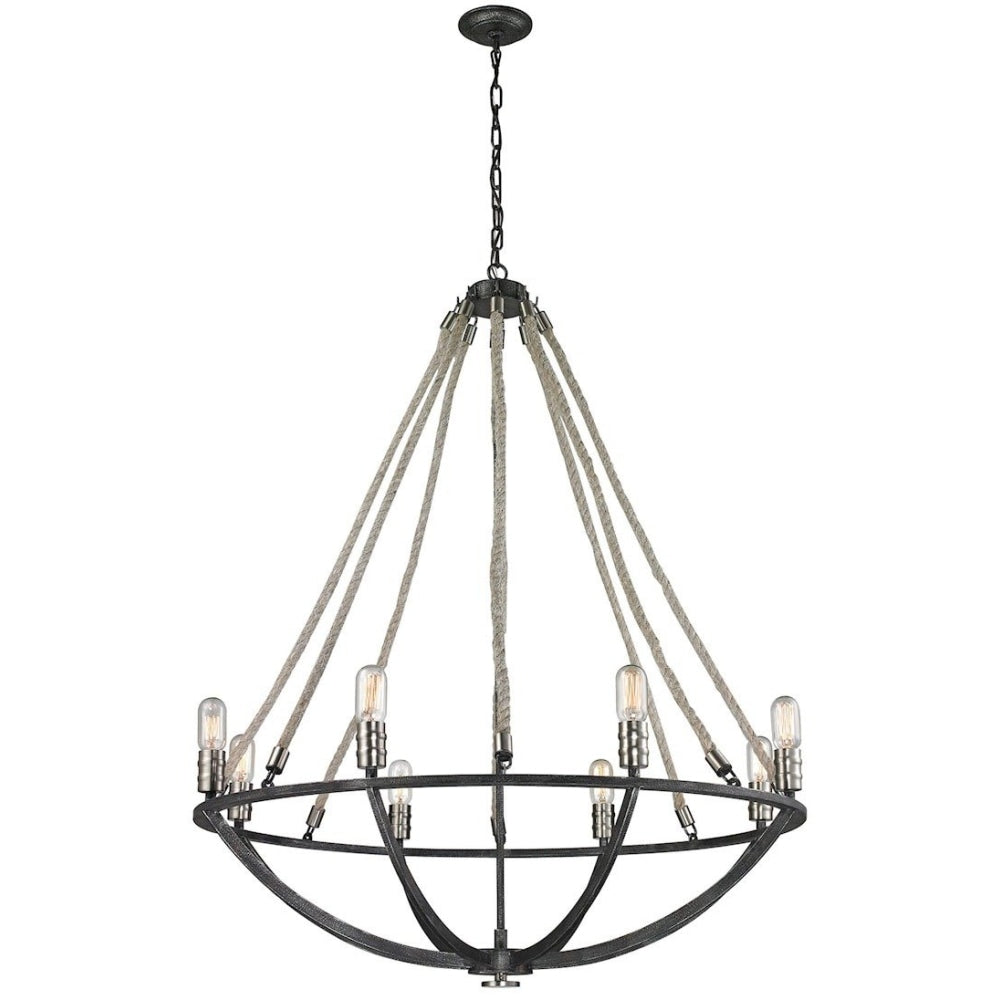 Natural Rope Polished Nickel Silvered Graphite Chandelier - Chandeliers