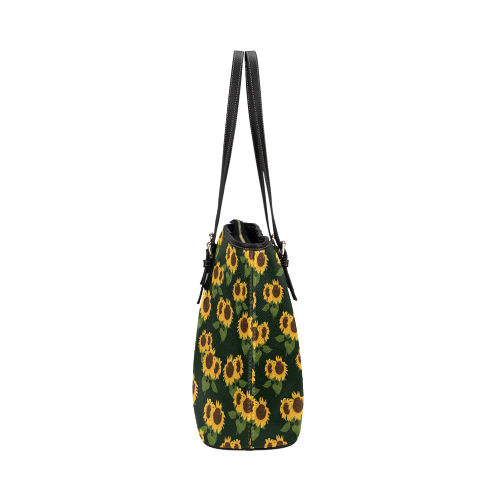 Sunflower Purse Leather Small Tote Bag, Floral Flower Black Yellow Sum – Starcove Fashion