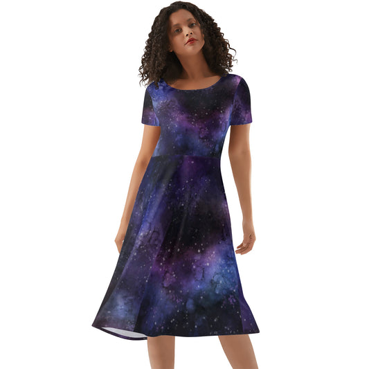  Galaxy Print Skater Dress Blue Outer Space Night Sky Stars  Constellation Mini Celestial Party Festival, Universe : Starcove: Clothing,  Shoes & Jewelry