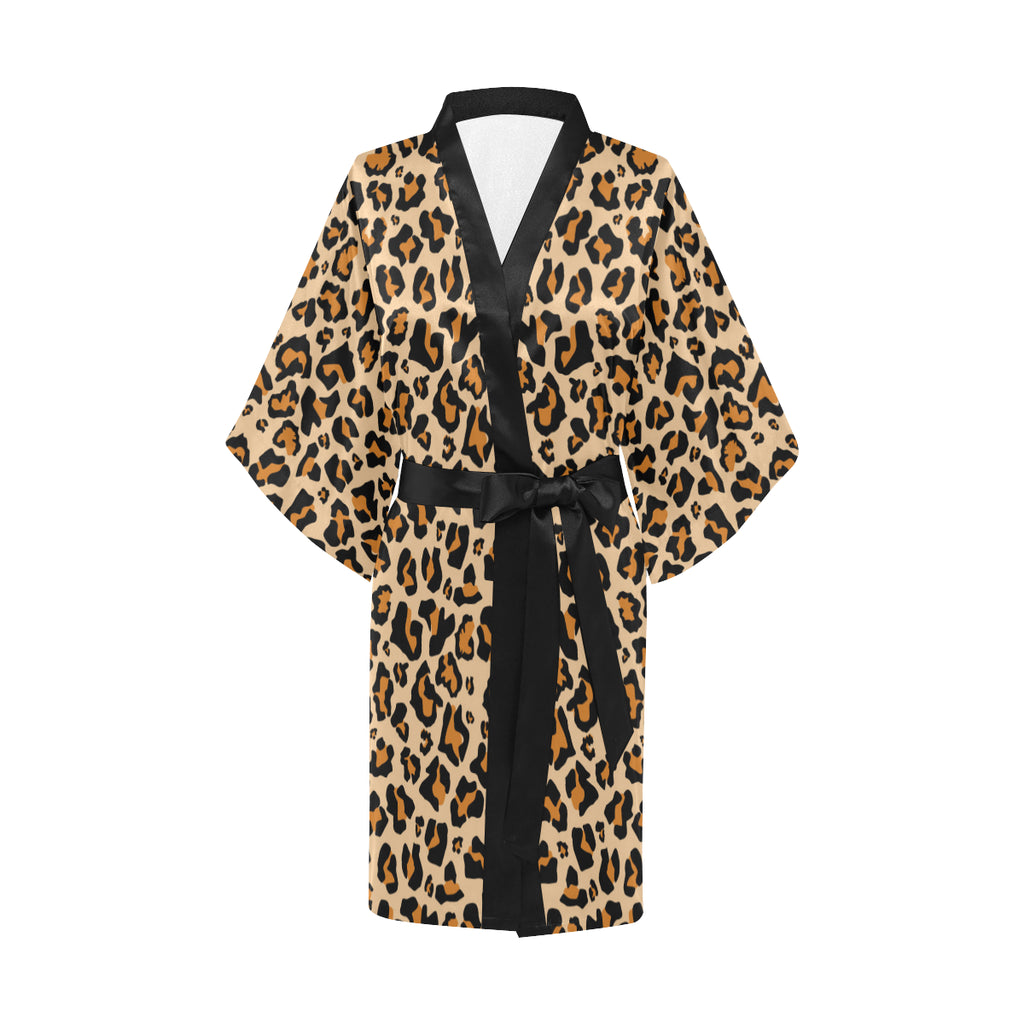 Leopard Print Kimono, Animal Cheetah Women's Short Lounge Kimono Robe ...