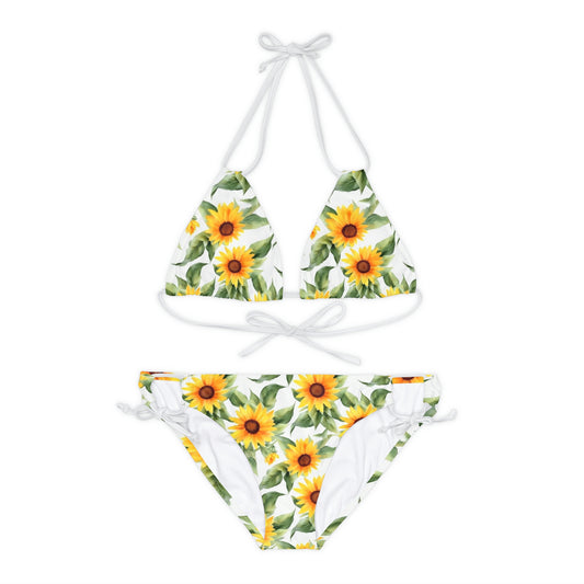Sunflower Women Cami Keyhole Bikini Set, Black Cheeky Bottom