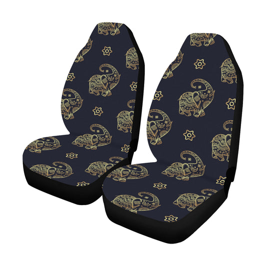 Elephant Car Seat Covers Set of 2pcs, Blue Mandala Seat Cover Cute Fro