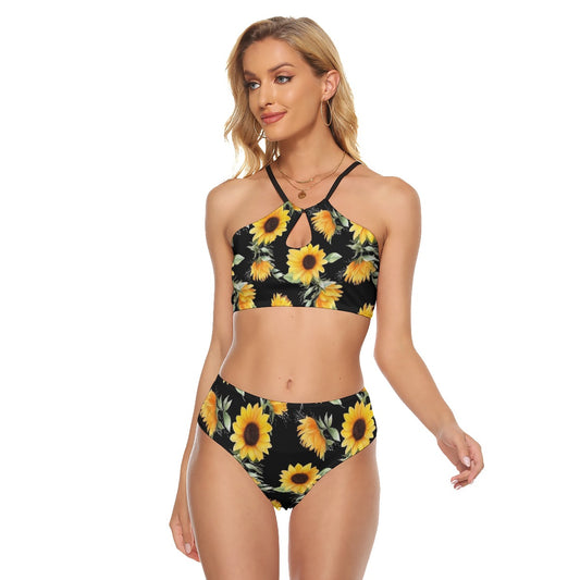 Women Fashion Plants Print Sexy Camisole Two-piece Swimsuit